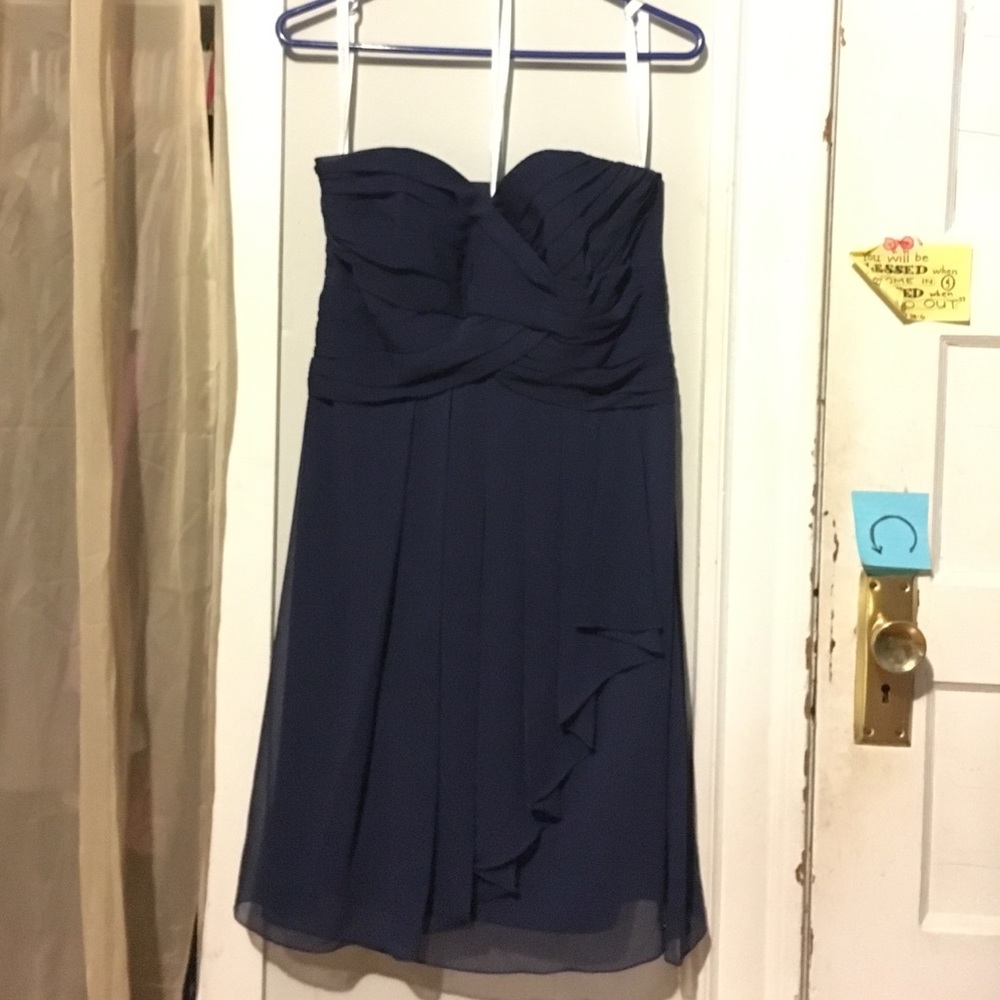 David’s Bridal Navy Strapless Dress